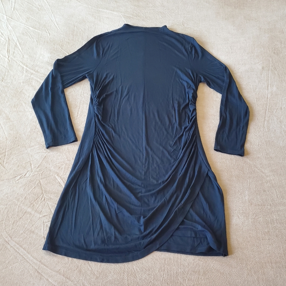 Bar III Black Long Sleeve Ruched Bodycon Dress Large